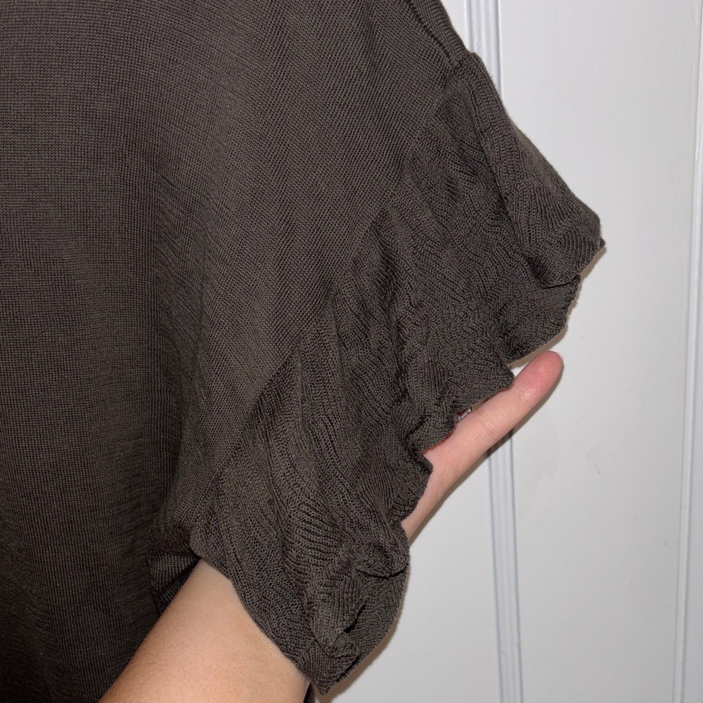 Autumn Cashmere Dark Brown Ruffle Sleeve Top - Picture 3 of 5